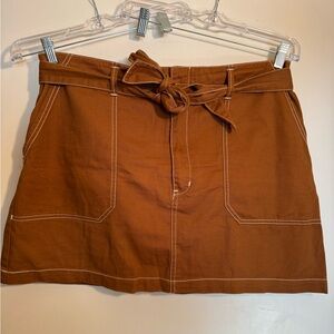 Wild Fable Brown Mini Skirt with Tie Waist